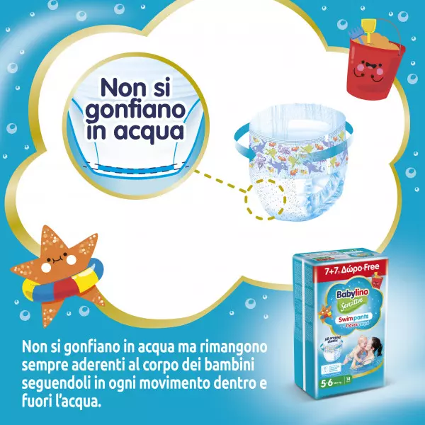 Pannolini piscina taglia 4-5 Babylino Sensitive - Da 9 a 15 kg