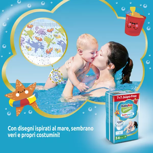 Pannolini piscina taglia 4-5 Babylino Sensitive - Da 9 a 15 kg