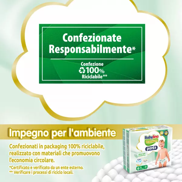 Pannolini Mutandina Babylino PREMIUM : Taglia 6 - 13-18 Kg.