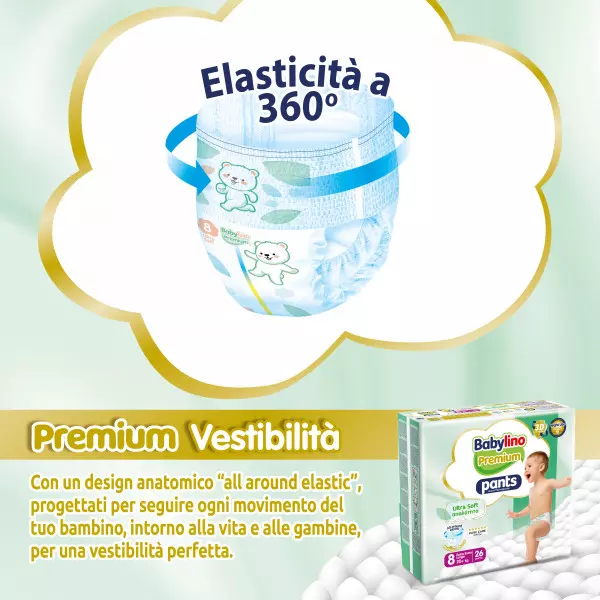 Pannolini mutandina Taglia 8 Babylino PREMIUM SOFT - Dai 20 Kg