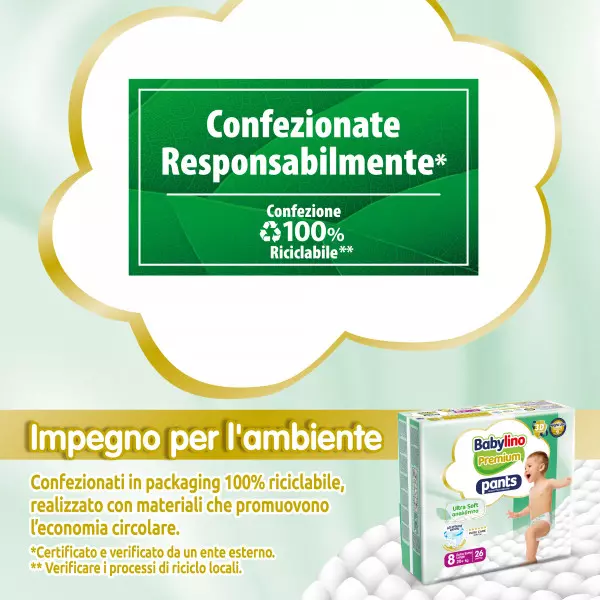 Pannolini mutandina Taglia 8 Babylino PREMIUM SOFT - Dai 20 Kg
