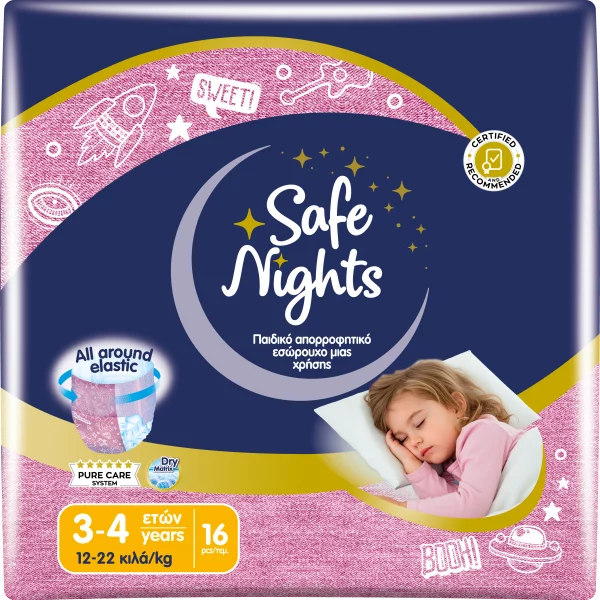 Pannolini mutandina Babylino Safe Nights GIRL - Da 3 ai 4 anni