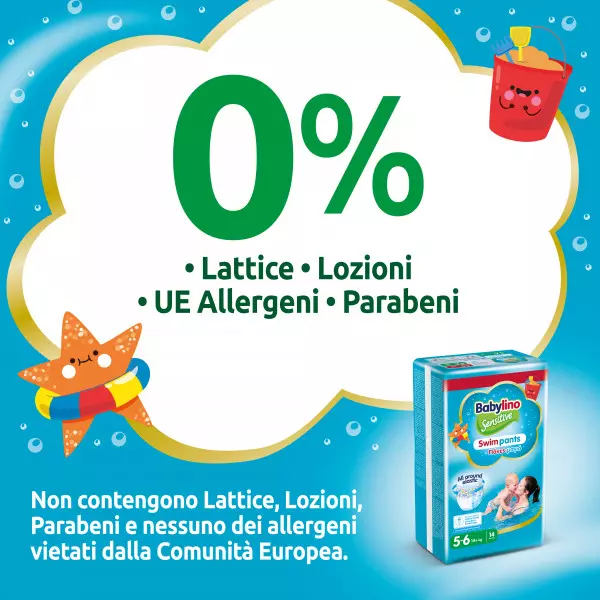 Pannolini piscina taglia 5-6 Babylino Sensitive - Da 9 a 15 kg