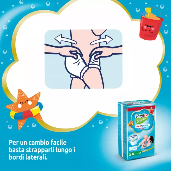 Pannolini piscina taglia 5-6 Babylino Sensitive - Da 9 a 15 kg