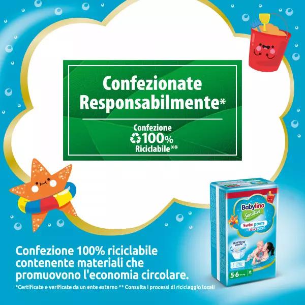 Pannolini piscina taglia 5-6 Babylino Sensitive - Da 9 a 15 kg