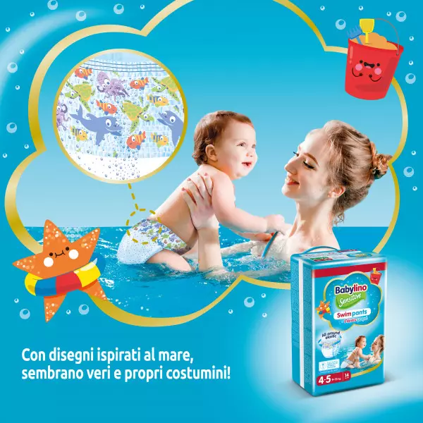 Pannolini piscina taglia 4-5 Babylino Sensitive - Da 9 a 15 kg