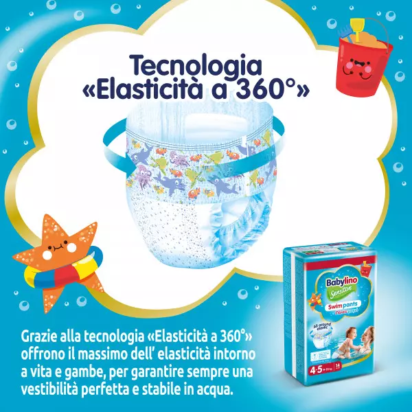 Pannolini piscina taglia 4-5 Babylino Sensitive - Da 9 a 15 kg