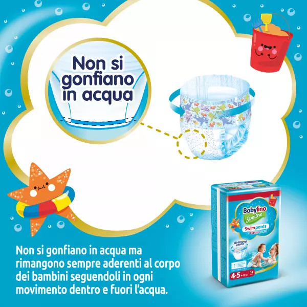 Pannolini piscina taglia 4-5 Babylino Sensitive - Da 9 a 15 kg
