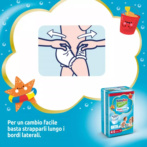Pannolini piscina taglia 4-5 Babylino Sensitive - Da 9 a 15 kg